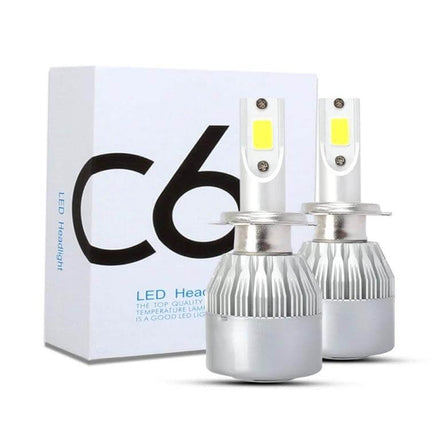 H7 LED Headlight 2 Pack For Cars Kit Easy To Install Fits Vehicles - pair of silver aviation aluminum bulbs for improved night visibility