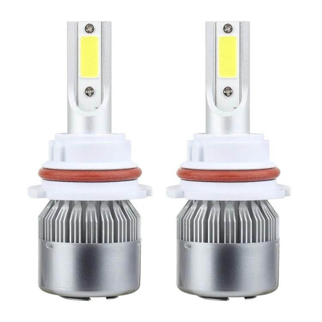 Car LED Headlight Kit For Clear Night Driving And Safer Visibility - pair of 6000K cool white LED replacement bulbs with heat sink