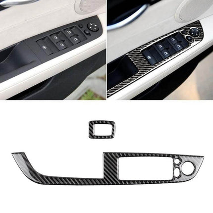 Carbon Fiber Decorative Panel for BMW Z4 Window Lift Design - carbon fiber window lift trim showing before and after installation