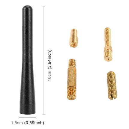 Compact 10cm Car Antenna for Enhanced Radio Reception - 10cm black stub antenna with brass adapters for improved AM/FM signal