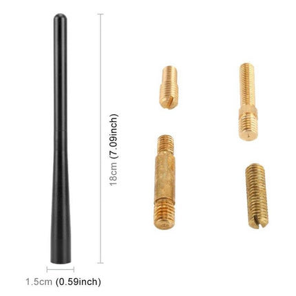 Modified Car Antenna Aerial for Radio Reception, 18cm Length compact black mast with gold threaded adapters for improved AM/FM signal
