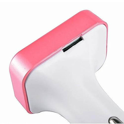 B2 Dual USB Bluetooth FM Transmitter Car Kit Silver in pink-white close-up showing TF card slot and dual USB design
