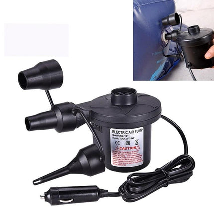 Compact Electric Air Pump for Travel and Daily Tire Needs - portable 12V car cigarette lighter inflator with multiple nozzles for tires, bikes, balls (compact design)