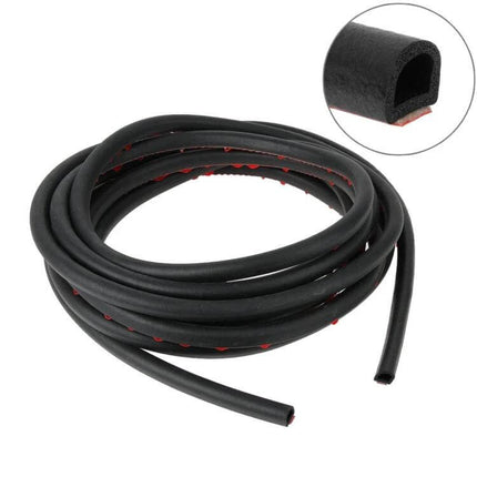 D-Shaped Car Sealing Strip for Noise Reduction, 5 Meters — black adhesive automotive door and window weatherstrip roll