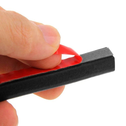 D-Shaped Car Sealing Strip for Noise Reduction, 5 Meters - close-up of black D-shaped adhesive weatherstrip being peeled for car door/window sealing