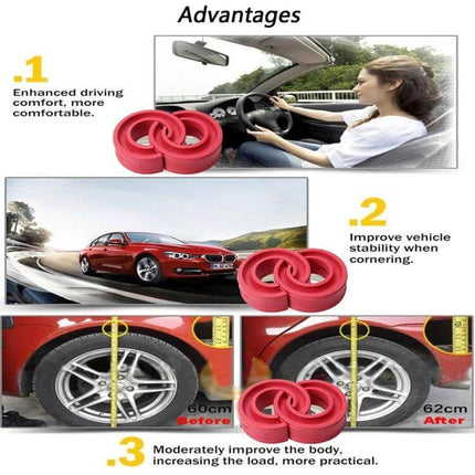 C Type Shock Absorber Spring Bumpers Red For Cars Daily Use - red C-type bumpers improving comfort, stability and load handling in everyday driving (image)