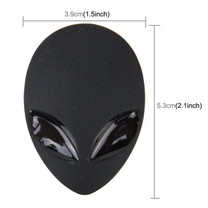 Durable Wizard Head Shaped 3D Metal Sticker for Car Decoration - black alien-style wizard head decal, 3.9x5.3cm, waterproof self-adhesive