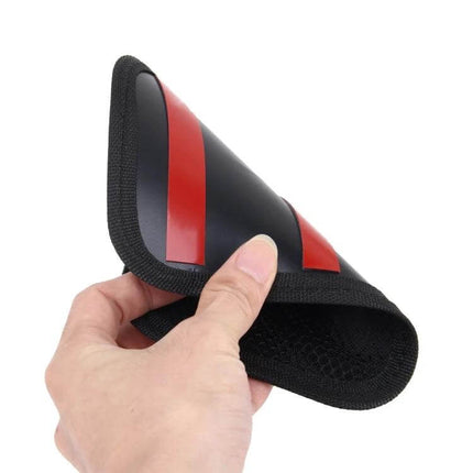 Car Seat Storage Bag for Organizing Essentials in Vehicles – black neoprene seat-side organizer with red trim held in hand
