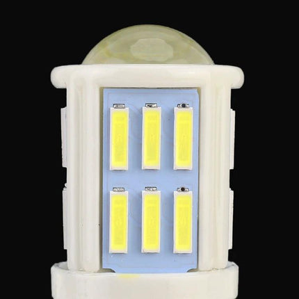 Car Turn and Reversing Light With Projector Lens 2 Pack — close-up of ceramic LED unit with projector lens and six SMD chips, 51 x 22 mm