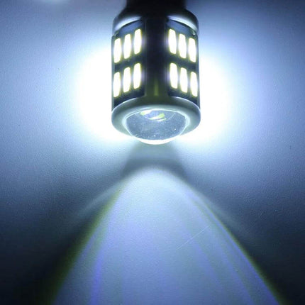 Car Turn and Reversing Light With Projector Lens 2 Pack LED ceramic projector lens emitting bright white beam for clear signaling