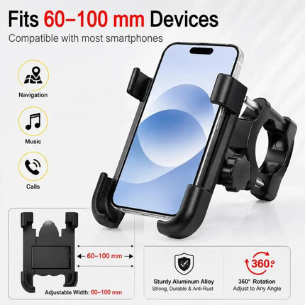 Durable Aluminum Alloy Motorcycle Handlebar Phone Mount for 60-100mm Devices | Syndmart
