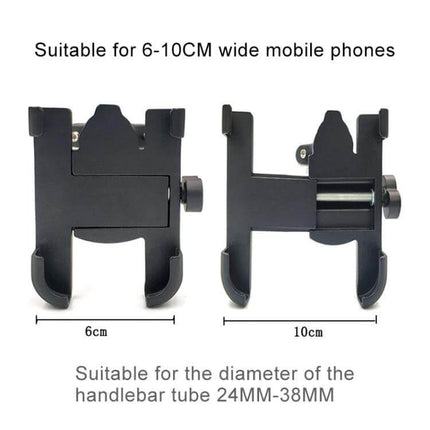 Durable Aluminum Alloy Motorcycle Handlebar Phone Mount for 60-100mm Devices - black adjustable 6-10cm phone holder for 24-38mm handlebars