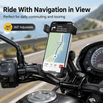 Durable Aluminum Alloy Motorcycle Handlebar Phone Mount for 60-100mm Devices | Syndmart