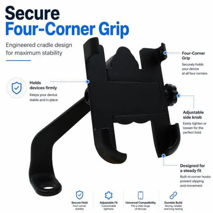 Aluminum Alloy Motorcycle Phone Bracket for 60-100mm Devices | Syndmart