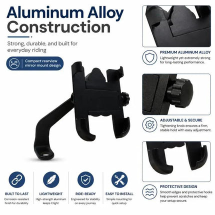 Aluminum Alloy Motorcycle Phone Bracket for 60-100mm Devices | Syndmart