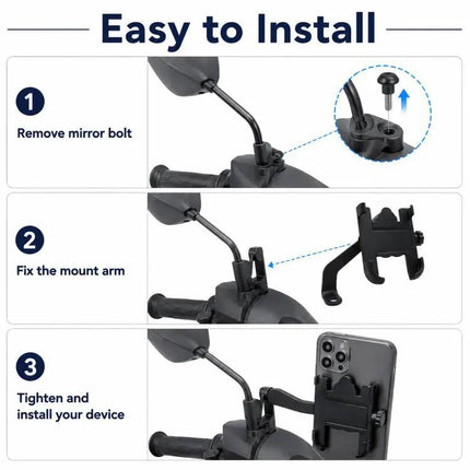 Aluminum Alloy Motorcycle Phone Bracket for 60-100mm Devices | Syndmart