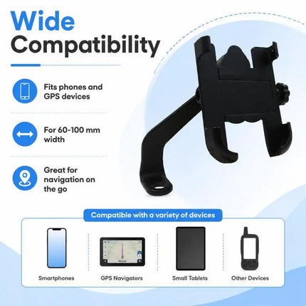 Aluminum Alloy Motorcycle Phone Bracket for 60-100mm Devices | Syndmart