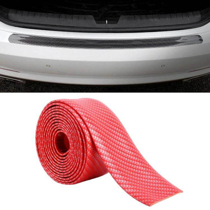 Universal Car Door Threshold Decorative Sticker, 5CM x 3M on car bumper and red carbon-look roll protecting door sills