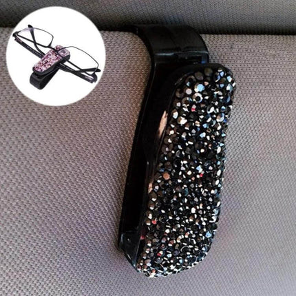 Compact Diamond Mounted Car Glasses and Bill Clip Holder in Mixed Colors - black sparkle car visor glasses and bill organizer