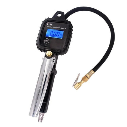 Essential Tire Pressure Gauge for Safe Daily Driving - digital inflator gauge with hose and clip for quick tire pressure checks