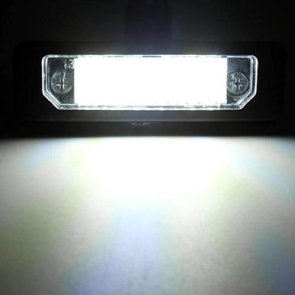 2-Piece LED License Plate Light 6000K For Mustangs illuminated white LED license plate lamp showing cool 6000K output and plug-and-play fit