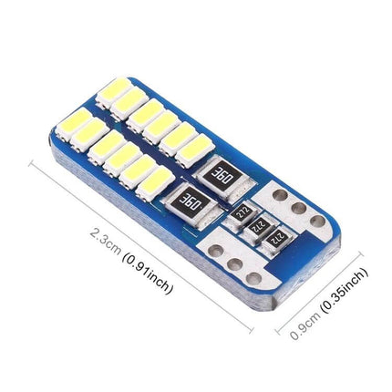 2-Pack T10 W5W LED Car Interior Reading Lamp 6000K - compact T10/W5W 12‑SMD cool white LED bulb for map and cabin lighting (2 lamps)