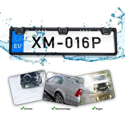 Europe Style Car License Plate Frame with Rear View Camera - waterproof EU plate frame with integrated backup camera for parking safety