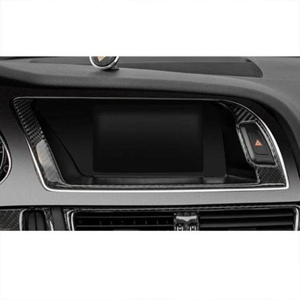 Carbon Fiber Decorative Sticker for Audi A4L, A5, Q5 Navigation Frame applied on dashboard navigation frame, black carbon fiber trim