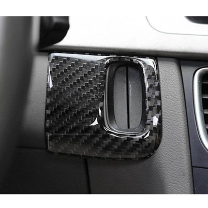 Carbon Fiber Decorative Sticker for Audi A4L, A5, and Q5 Key Panels applied to key panel showing glossy carbon fiber texture