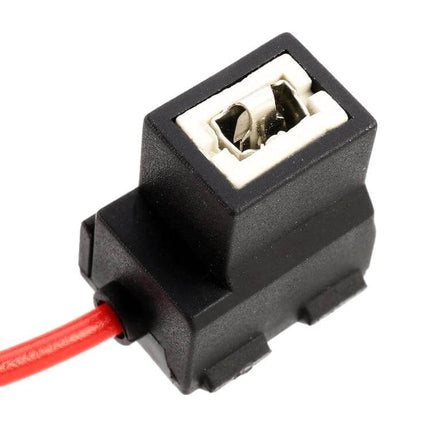 H1 H3 Car Bulb Holder With Wire, 2 Pack For Easy Headlight Install - close-up of black adapter with red wire for H1/H3 headlight bulbs