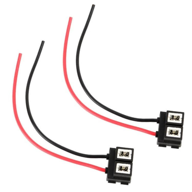 H7 Ceramic Elbow Bulb Holder Socket for Car, 2 Pack image showing two H7 ceramic elbow sockets with red and black wires for LED headlight upgrades