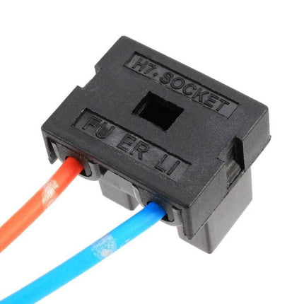 H7 Elbow Bulb Holder Socket With Wire For Car LED Bulb Installation - black H7 socket adapter with red and blue wires for secure LED fitting