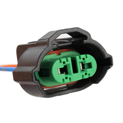 Car H8 H11 Bulb Holder Socket With Wire 2 Pack Replacement - close-up of green connector and wiring for LED headlight adapter