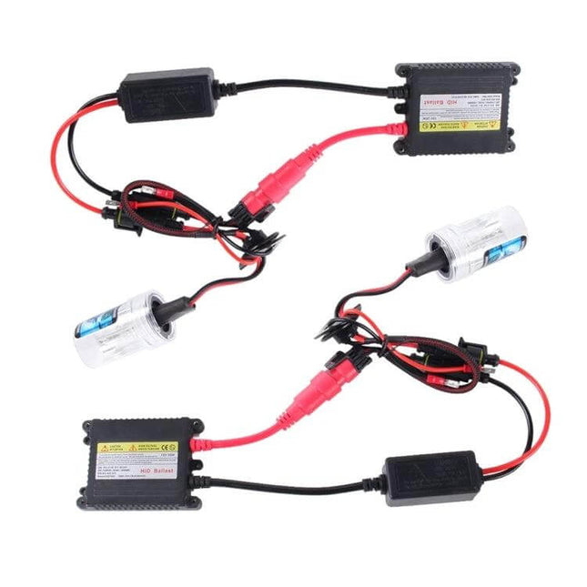 H1 HID Xenon Headlight Kit For Cars, 2-Pack, Slim Ballast - pair of 4300K HID bulbs with slim ballasts and wiring for easy 12V upgrade