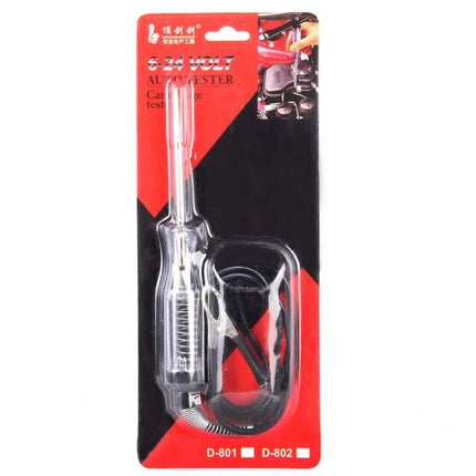 Practical Tool for Everyday Vehicle Electrical Checks - 6-24V circuit tester in blister pack with probe and clips