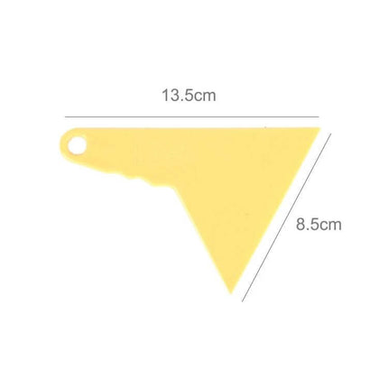 Small Green Handle Squeegee Tool for Window Tint on Cars and Homes, compact yellow triangular scraper 13.5cm x 8.5cm for smoothing film