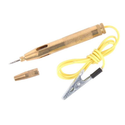 Handy Circuit Tester for Everyday Home Electrical Maintenance - gold voltage tester with alligator clip and yellow lead