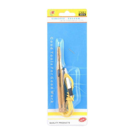 Handy Circuit Tester for Everyday Home Electrical Maintenance - handheld tester with crocodile clip and probe in blister pack