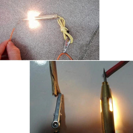Handy Circuit Tester for Everyday Home Electrical Maintenance glowing tester light showing live wire detection and alligator clip connection