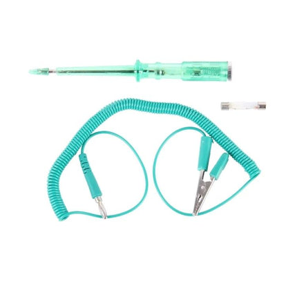 Handy Voltage Tester for Daily Home Electrical Tasks - green neon voltage tester with coiled lead and alligator clip for home outlet checks
