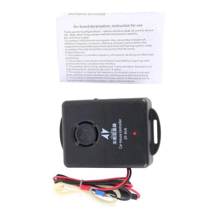 Car Mouse Control Repellent Ultrasonic Rodent And Insect Guard compact vehicle ultrasonic pest deterrent device with wiring and instruction sheet
