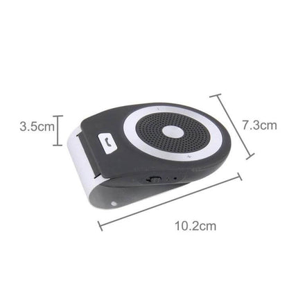 Jabra Tour Bluetooth Hands-Free In-Car Speakerphone mounted on sun visor showing compact dimensions and call controls
