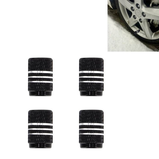 Metal Plated Circular Tire Valve Cap With White Diamond on black textured caps set of four for cars motorcycles and bicycles protecting Schrader valve stems