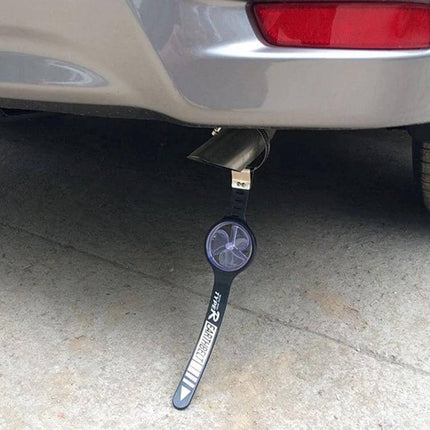 Anti-Static Grounding Strap for Cars to Prevent Electric Shocks attached to car bumper showing strap and grounding wheel