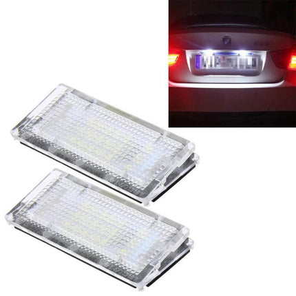 Two-Pack License Plate Light, White LED, Plug-and-Play for BMW E46 1998–2003, 18 SMD-3528 LEDs bright rear plate illumination