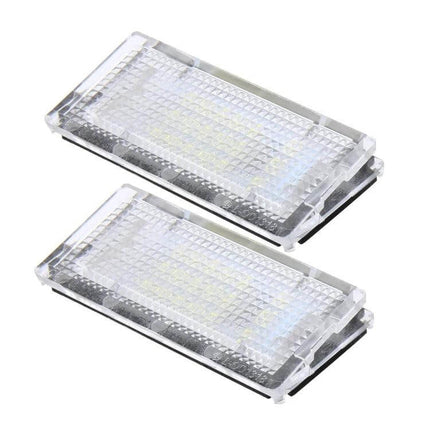 Two-Pack License Plate Light, White LED, Plug-and-Play rear license plate illumination kit with 18 SMD-3528 LEDs for BMW E46 1998–2003