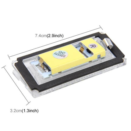 Two-Pack License Plate Light, White LED, Plug-and-Play — BMW E46 4D 1998–2003 replacement 18 SMD-3528 LED license plate lamp (compact 7.4×3.2cm)