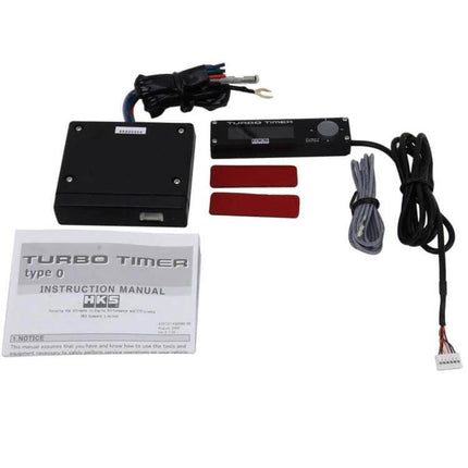Turbo Timer With Digital Display Turbine Protector compact kit with control unit, display, wiring, adhesive pads and manual for turbocharged cars