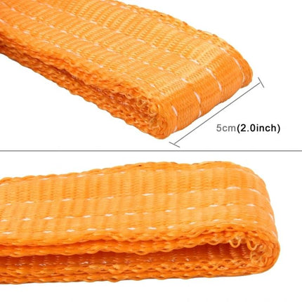 Zongyuan Towing Strap for Everyday Vehicle Recovery Needs - durable orange 5cm wide recovery strap folded for snow mud towing