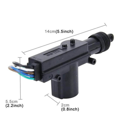 Car Door Lock Actuator For Central Locking, Easy Install - 5-wire heavy-duty actuator with dimensions shown, black retrofit replacement image